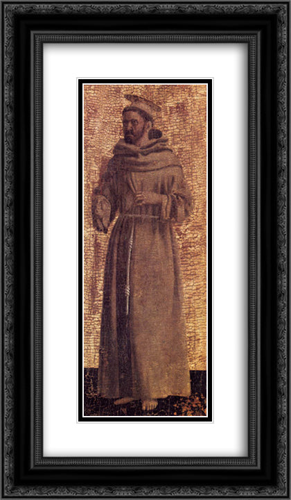 St. Francis 14x24 Black Ornate Wood Framed Art Print Poster with Double Matting by Piero, della Francesca