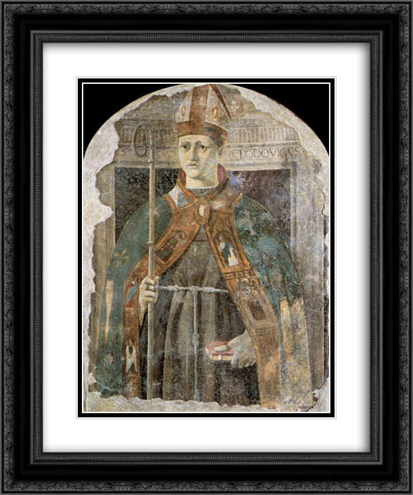 St. Ludovico 20x24 Black Ornate Wood Framed Art Print Poster with Double Matting by Piero, della Francesca