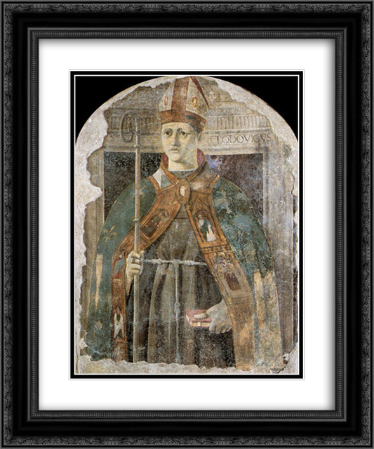 St. Ludovico 20x24 Black Ornate Wood Framed Art Print Poster with Double Matting by Piero, della Francesca