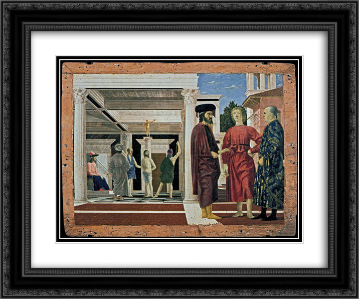 The Flagellation of Christ 24x20 Black Ornate Wood Framed Art Print Poster with Double Matting by Piero, della Francesca