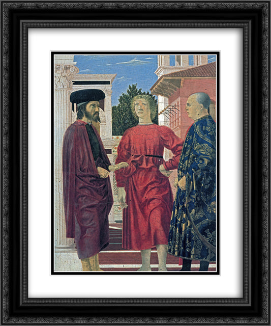 The Flagellation of Christ (detail) 20x24 Black Ornate Wood Framed Art Print Poster with Double Matting by Piero, della Francesca