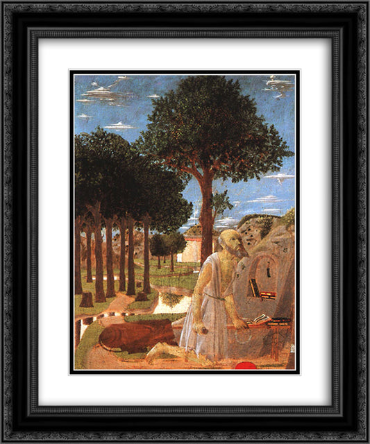 The Penance of St. Jerome 20x24 Black Ornate Wood Framed Art Print Poster with Double Matting by Piero, della Francesca