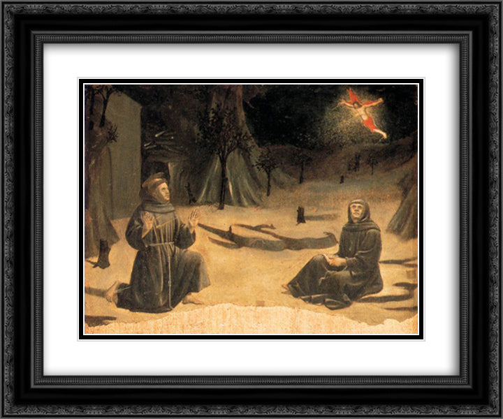The Stigmatisation of St. Francis 24x20 Black Ornate Wood Framed Art Print Poster with Double Matting by Piero, della Francesca