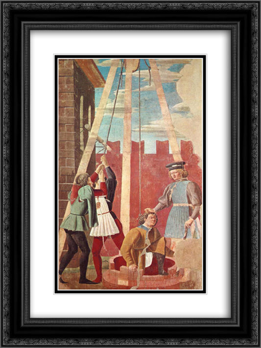 Torment of the Jew 18x24 Black Ornate Wood Framed Art Print Poster with Double Matting by Piero, della Francesca