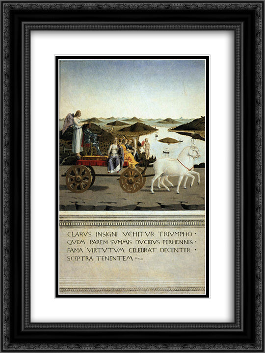 Triumph of Federico da Montefeltro 18x24 Black Ornate Wood Framed Art Print Poster with Double Matting by Piero, della Francesca