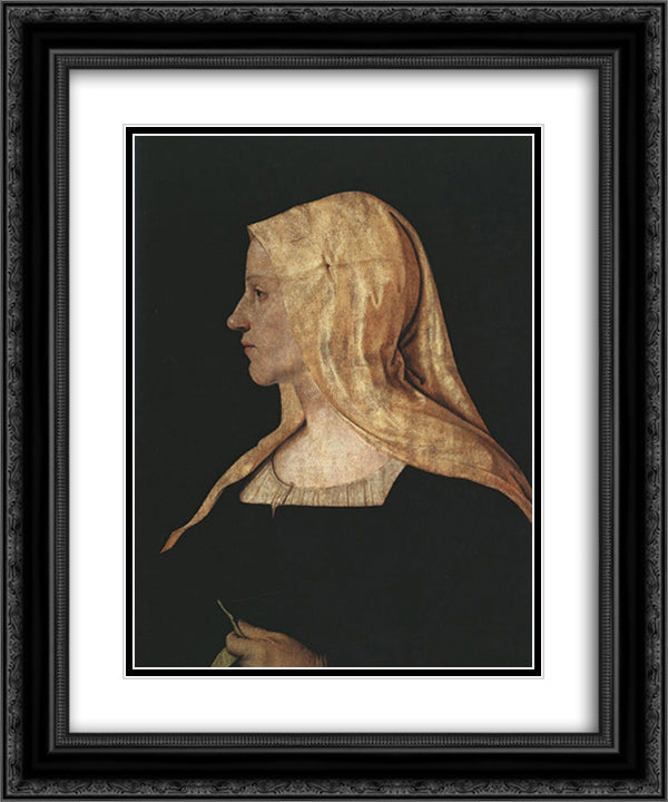 A Woman 20x24 Black Ornate Wood Framed Art Print Poster with Double Matting by Cosimo, Piero di