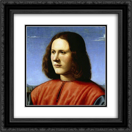 A Young Man 20x20 Black Ornate Wood Framed Art Print Poster with Double Matting by Cosimo, Piero di