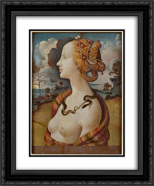 Portrait of Simonetta Vespucci as Cleopatra 20x24 Black Ornate Wood Framed Art Print Poster with Double Matting by Cosimo, Piero di