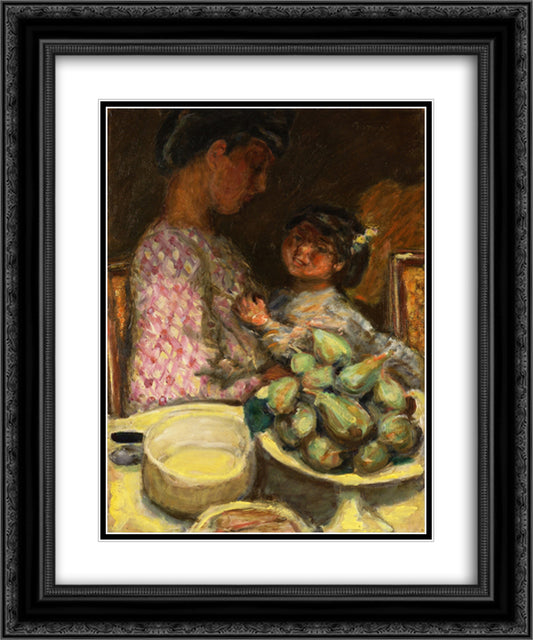 A Plate of Figs 20x24 Black Ornate Wood Framed Art Print Poster with Double Matting by Bonnard, Pierre