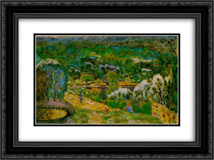 A spring landscape 24x18 Black Ornate Wood Framed Art Print Poster with Double Matting by Bonnard, Pierre