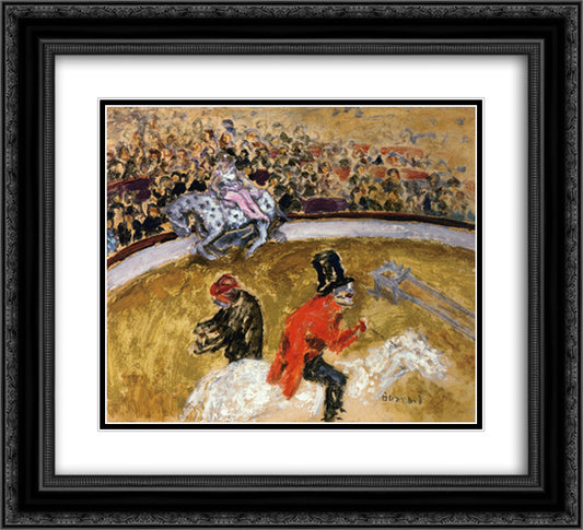 At the Circus 22x20 Black Ornate Wood Framed Art Print Poster with Double Matting by Bonnard, Pierre