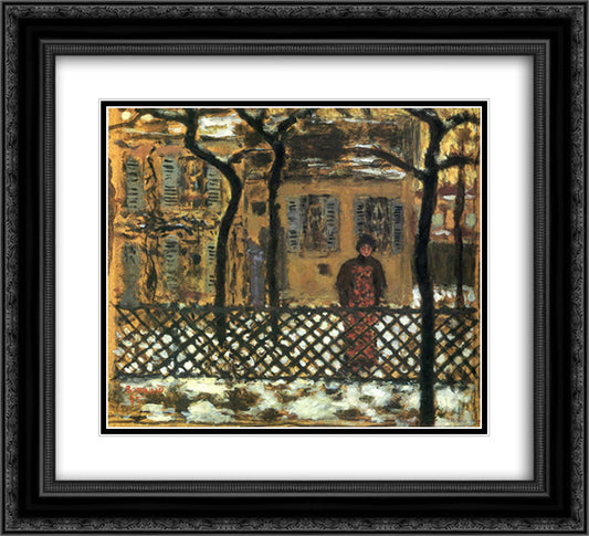 At the Fence 22x20 Black Ornate Wood Framed Art Print Poster with Double Matting by Bonnard, Pierre