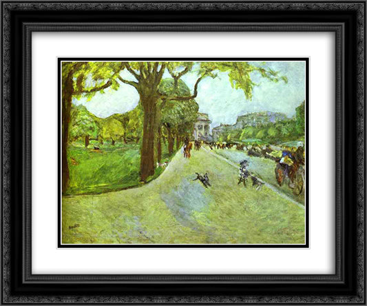 Avenue du Bois in Boulogne 24x20 Black Ornate Wood Framed Art Print Poster with Double Matting by Bonnard, Pierre