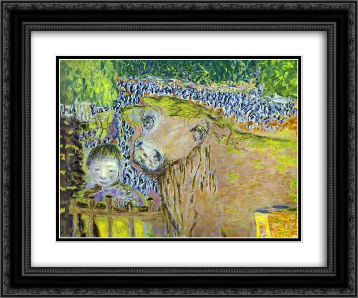 Bull and Child 24x20 Black Ornate Wood Framed Art Print Poster with Double Matting by Bonnard, Pierre