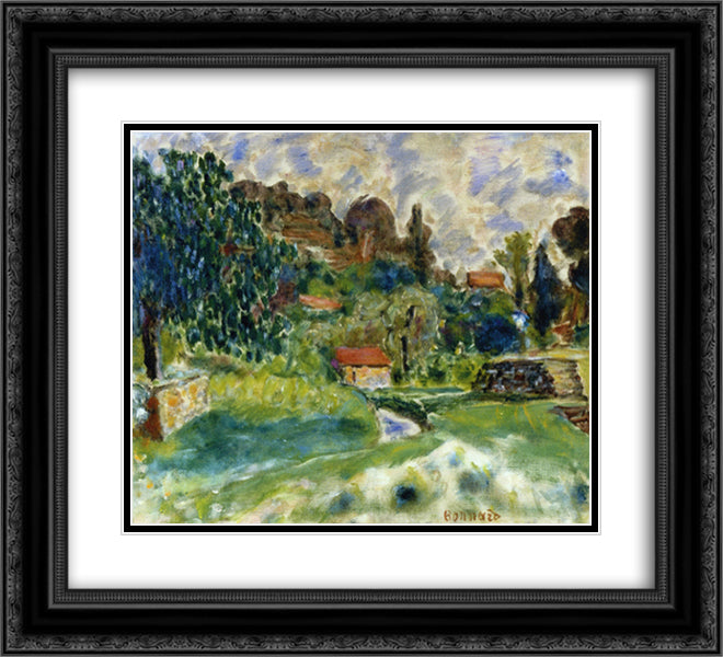 Cagnes Landscape 22x20 Black Ornate Wood Framed Art Print Poster with Double Matting by Bonnard, Pierre