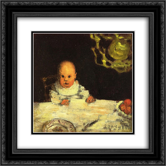 Child at Table 20x20 Black Ornate Wood Framed Art Print Poster with Double Matting by Bonnard, Pierre