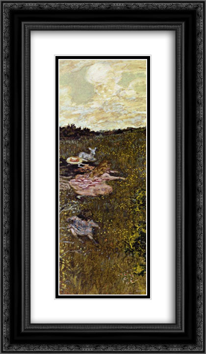 Children and Kid 14x24 Black Ornate Wood Framed Art Print Poster with Double Matting by Bonnard, Pierre