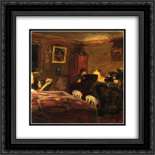 Claude Terrasse at the Piano 20x20 Black Ornate Wood Framed Art Print Poster with Double Matting by Bonnard, Pierre