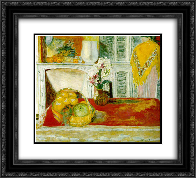 Corner of the Dining Room 22x20 Black Ornate Wood Framed Art Print Poster with Double Matting by Bonnard, Pierre