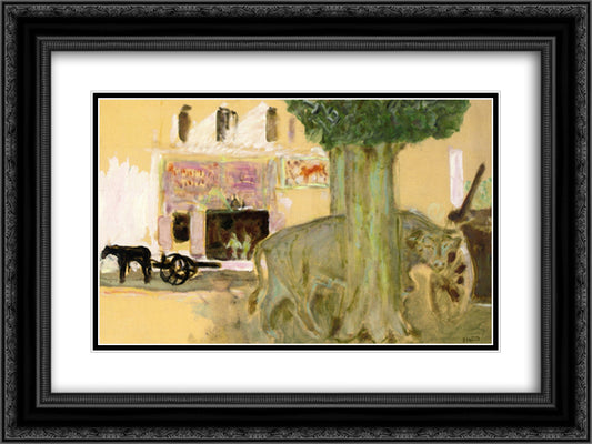 Cow behind a Tree 24x18 Black Ornate Wood Framed Art Print Poster with Double Matting by Bonnard, Pierre