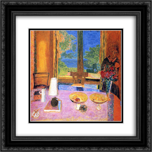 Dining Room on the Garden 20x20 Black Ornate Wood Framed Art Print Poster with Double Matting by Bonnard, Pierre