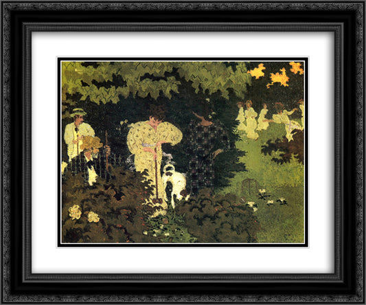 Dusk, or A Round of Croquet 24x20 Black Ornate Wood Framed Art Print Poster with Double Matting by Bonnard, Pierre