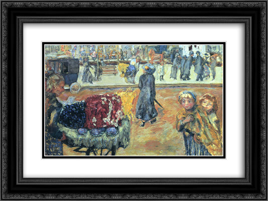 Evening in Paris 24x18 Black Ornate Wood Framed Art Print Poster with Double Matting by Bonnard, Pierre