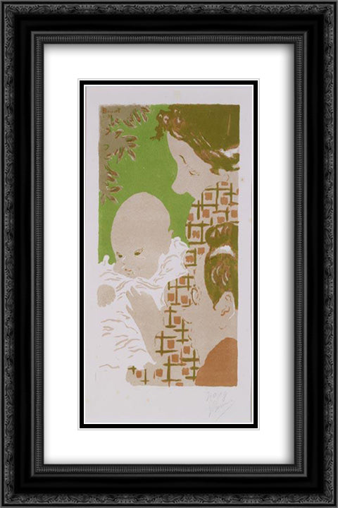 Family 16x24 Black Ornate Wood Framed Art Print Poster with Double Matting by Bonnard, Pierre