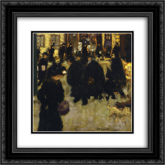 Figures in the Street 20x20 Black Ornate Wood Framed Art Print Poster with Double Matting by Bonnard, Pierre