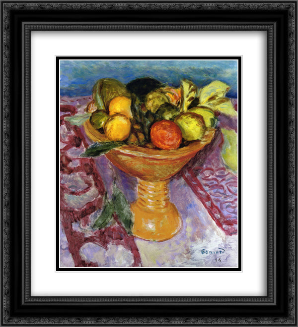 Fruit Bowl 20x22 Black Ornate Wood Framed Art Print Poster with Double Matting by Bonnard, Pierre