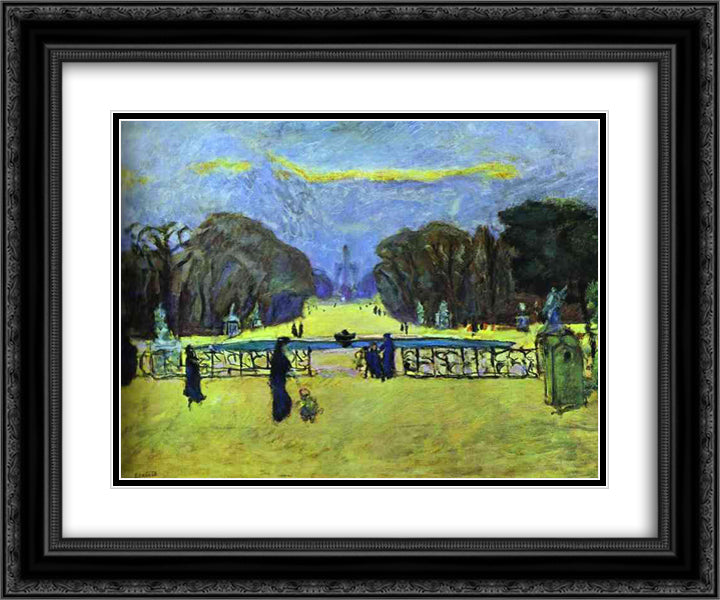 Gardens of Tuileries 24x20 Black Ornate Wood Framed Art Print Poster with Double Matting by Bonnard, Pierre