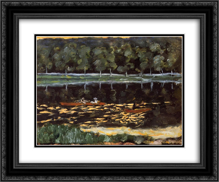 Going Rowing 24x20 Black Ornate Wood Framed Art Print Poster with Double Matting by Bonnard, Pierre