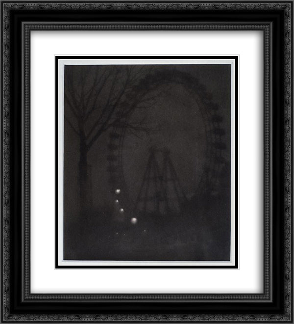Ferris Wheel in the Tuileries 20x22 Black Ornate Wood Framed Art Print Poster with Double Matting by Dubreuil, Pierre