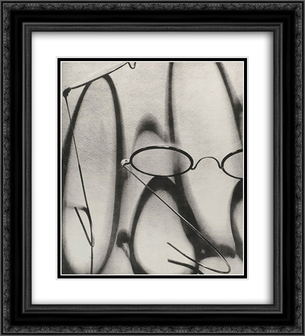 Ombres d'Optique 20x22 Black Ornate Wood Framed Art Print Poster with Double Matting by Dubreuil, Pierre