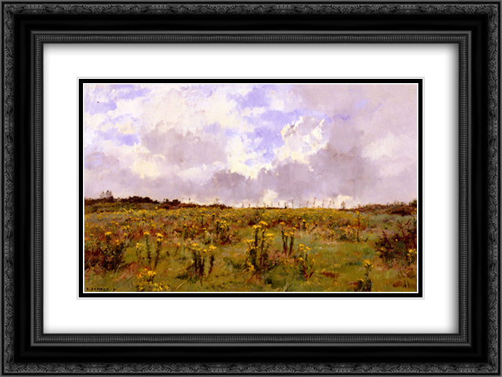 Apres la Giboulee, Sologne 24x18 Black Ornate Wood Framed Art Print Poster with Double Matting by Damoye, Pierre Emmanuel