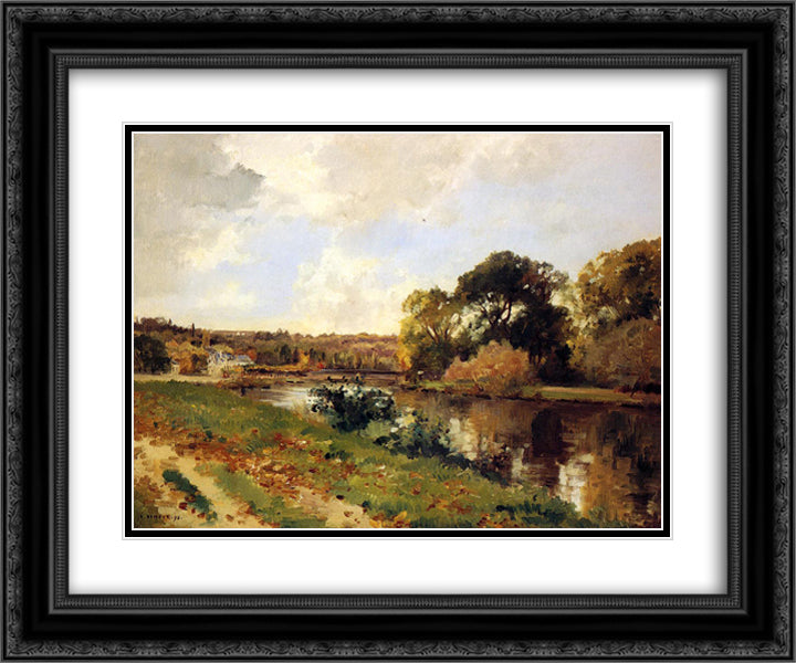 Autumn Landscape 24x20 Black Ornate Wood Framed Art Print Poster with Double Matting by Damoye, Pierre Emmanuel
