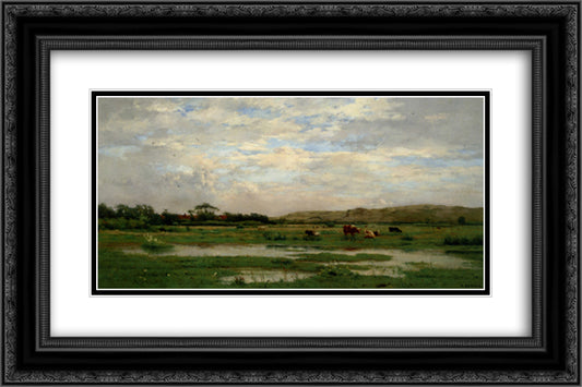 Prairies inondees ­ Pas de Calais 24x16 Black Ornate Wood Framed Art Print Poster with Double Matting by Damoye, Pierre Emmanuel