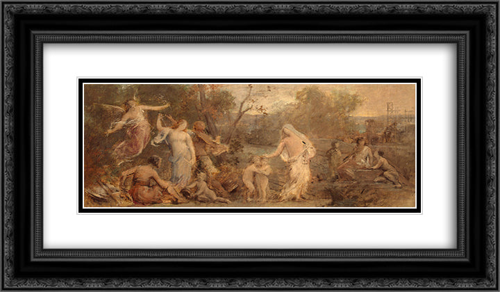 Allegory of Life 24x14 Black Ornate Wood Framed Art Print Poster with Double Matting by Puvis de Chavannes, Pierre