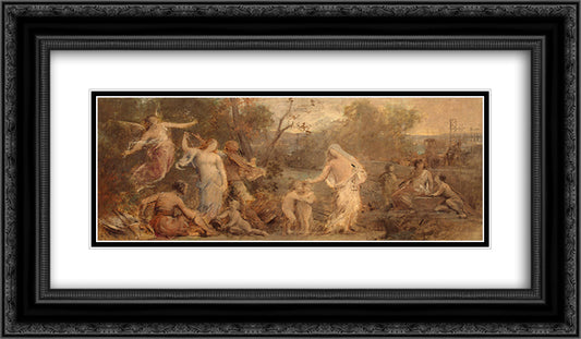 Allegory of Life 24x14 Black Ornate Wood Framed Art Print Poster with Double Matting by Puvis de Chavannes, Pierre