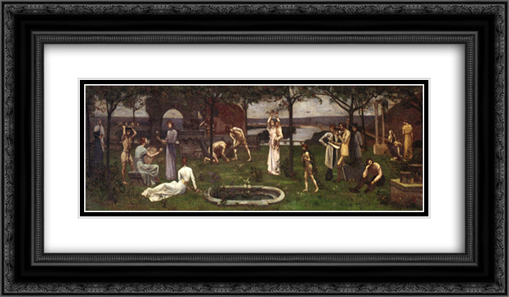 Between Art and Nature 24x14 Black Ornate Wood Framed Art Print Poster with Double Matting by Puvis de Chavannes, Pierre