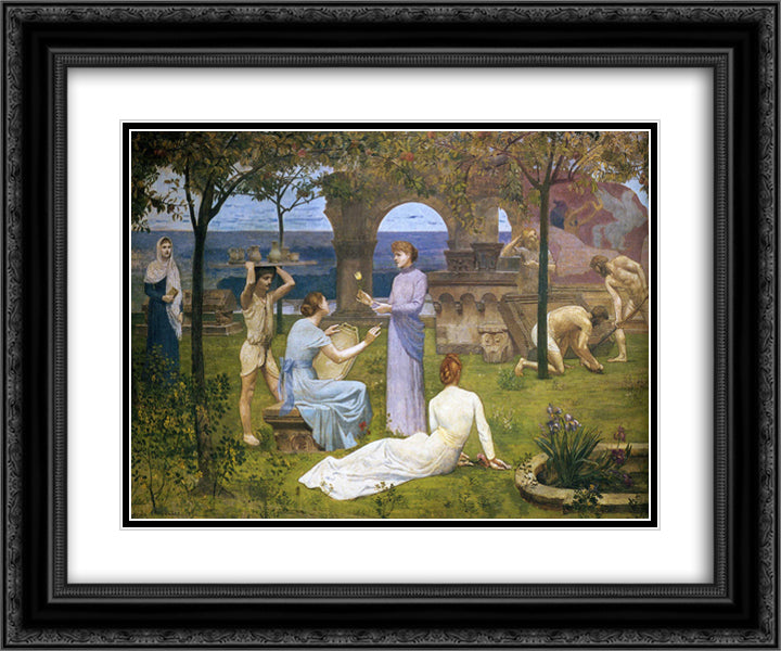 Between Art and Nature (detail) 24x20 Black Ornate Wood Framed Art Print Poster with Double Matting by Puvis de Chavannes, Pierre