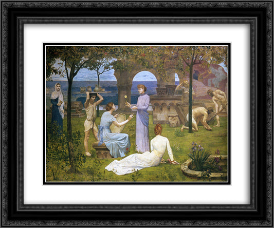 Between Art and Nature (detail) 24x20 Black Ornate Wood Framed Art Print Poster with Double Matting by Puvis de Chavannes, Pierre