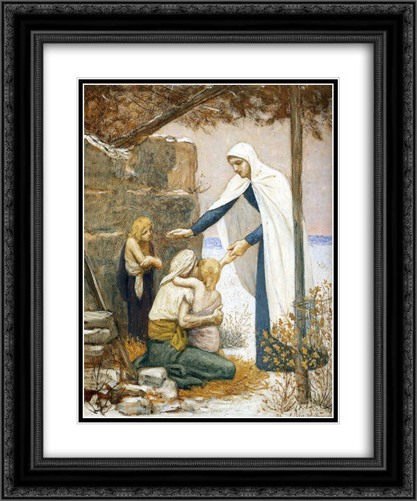 Charity 20x24 Black Ornate Wood Framed Art Print Poster with Double Matting by Puvis de Chavannes, Pierre