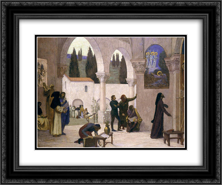 Christian Inspiration 24x20 Black Ornate Wood Framed Art Print Poster with Double Matting by Puvis de Chavannes, Pierre