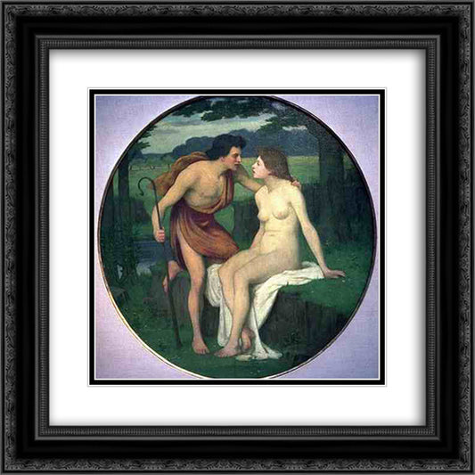 Daphnis and Chloe 20x20 Black Ornate Wood Framed Art Print Poster with Double Matting by Puvis de Chavannes, Pierre