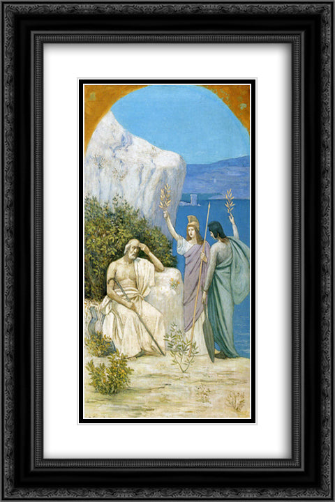 Homer Epic Poetry 16x24 Black Ornate Wood Framed Art Print Poster with Double Matting by Puvis de Chavannes, Pierre