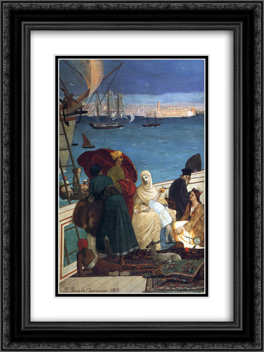 Marseilles, Gate to the Orient (detail) 18x24 Black Ornate Wood Framed Art Print Poster with Double Matting by Puvis de Chavannes, Pierre