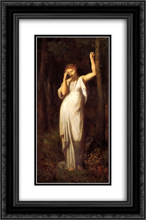 Meditation 16x24 Black Ornate Wood Framed Art Print Poster with Double Matting by Puvis de Chavannes, Pierre