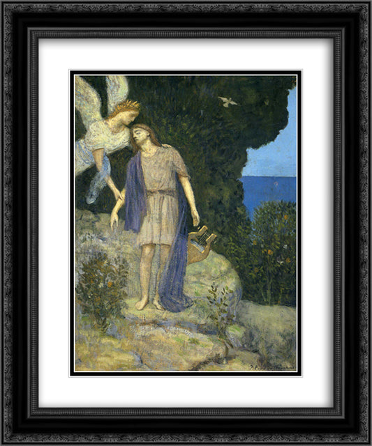 Orpheus 20x24 Black Ornate Wood Framed Art Print Poster with Double Matting by Puvis de Chavannes, Pierre