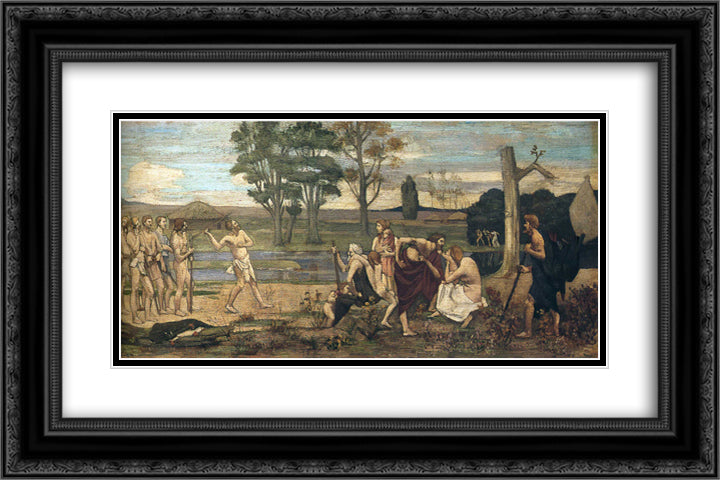 Patriotic Games 24x16 Black Ornate Wood Framed Art Print Poster with Double Matting by Puvis de Chavannes, Pierre